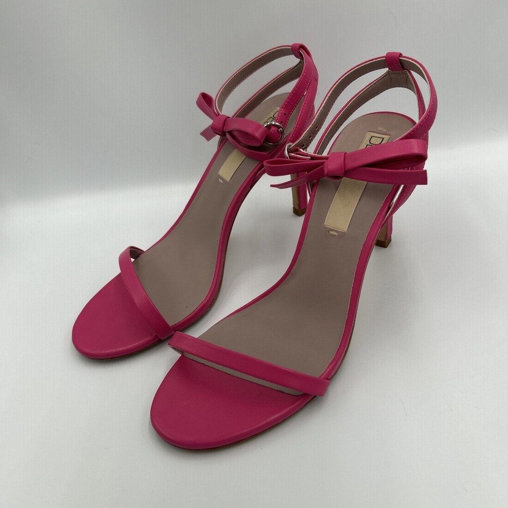 Deltan Miranda Leather Ankle Bow Dress Sandals Pink Women's‎ Size 9